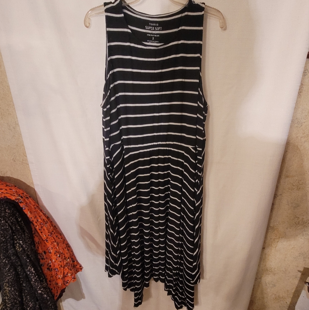 Torrid Black with White Stripes Sleeveless Dress